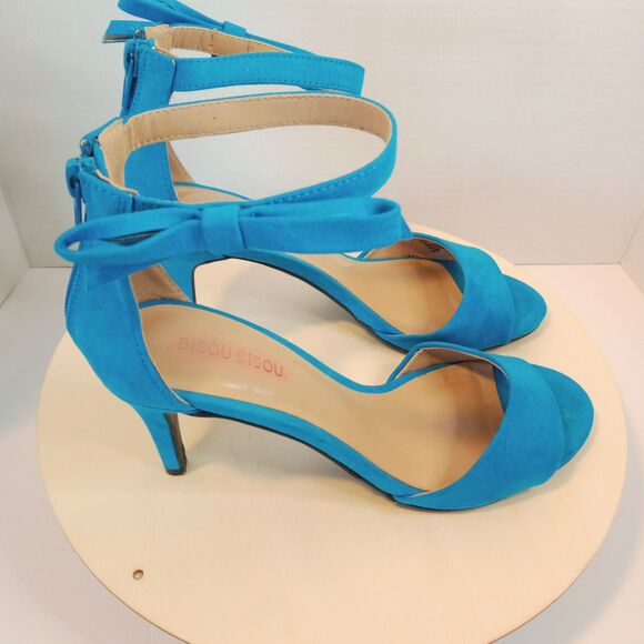 BISOU BISOU Women's Zipper Back & Side Bow Open Toe 3" Heels Size 7 - Picture 6 of 11